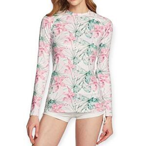 ATHLIO PINK & WHITE FLORAL ATHLETIC TOP SZ.L EUC